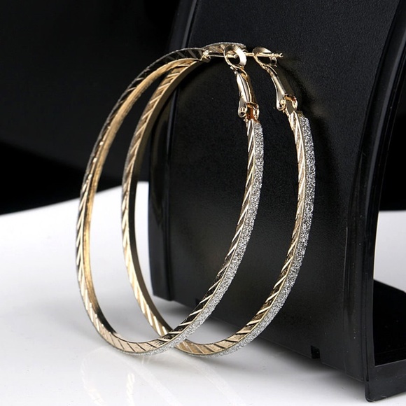 URSTYL Jewelry - Silver Shimmer Gold Hoop Earrings